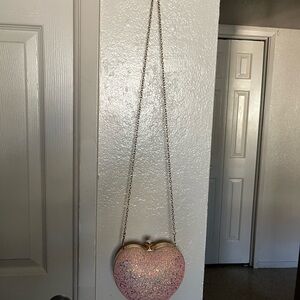 Pink Glitter Heart-Shaped Women's Bag